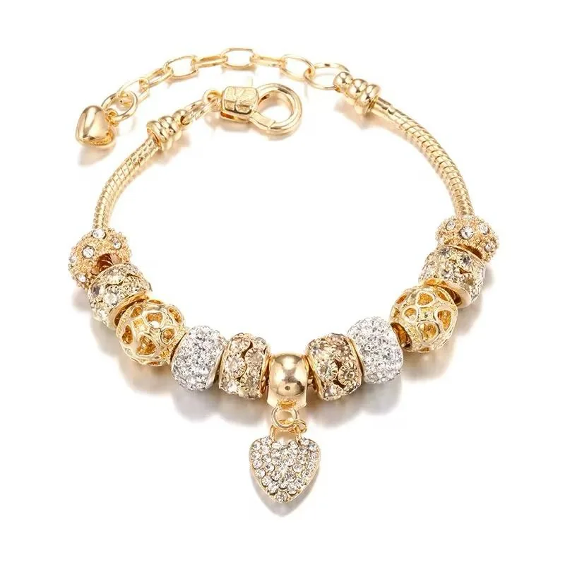 Pulseira Charm Coração Dourada